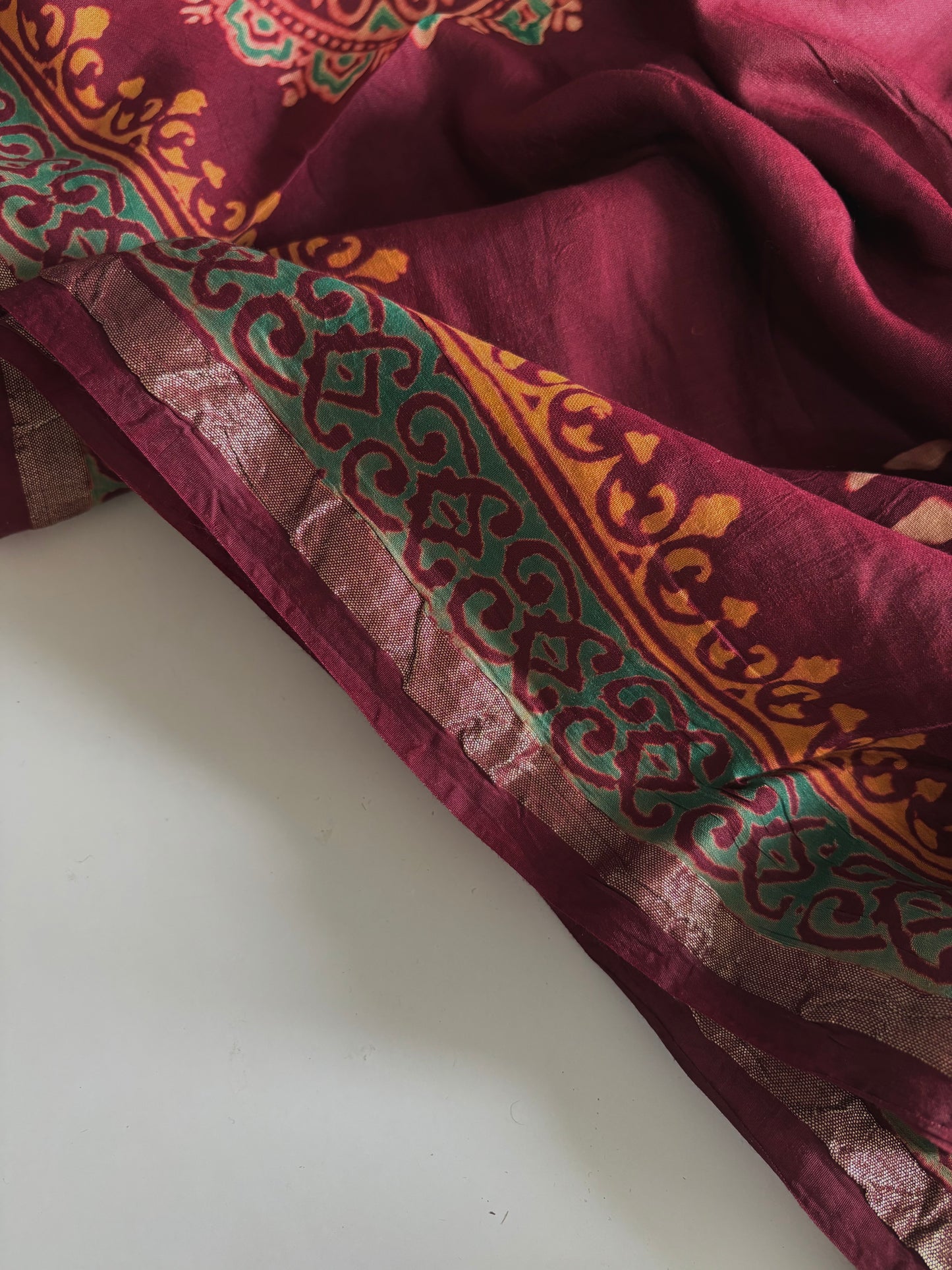 Pure Chanderi Cotton Ajrakh print saree