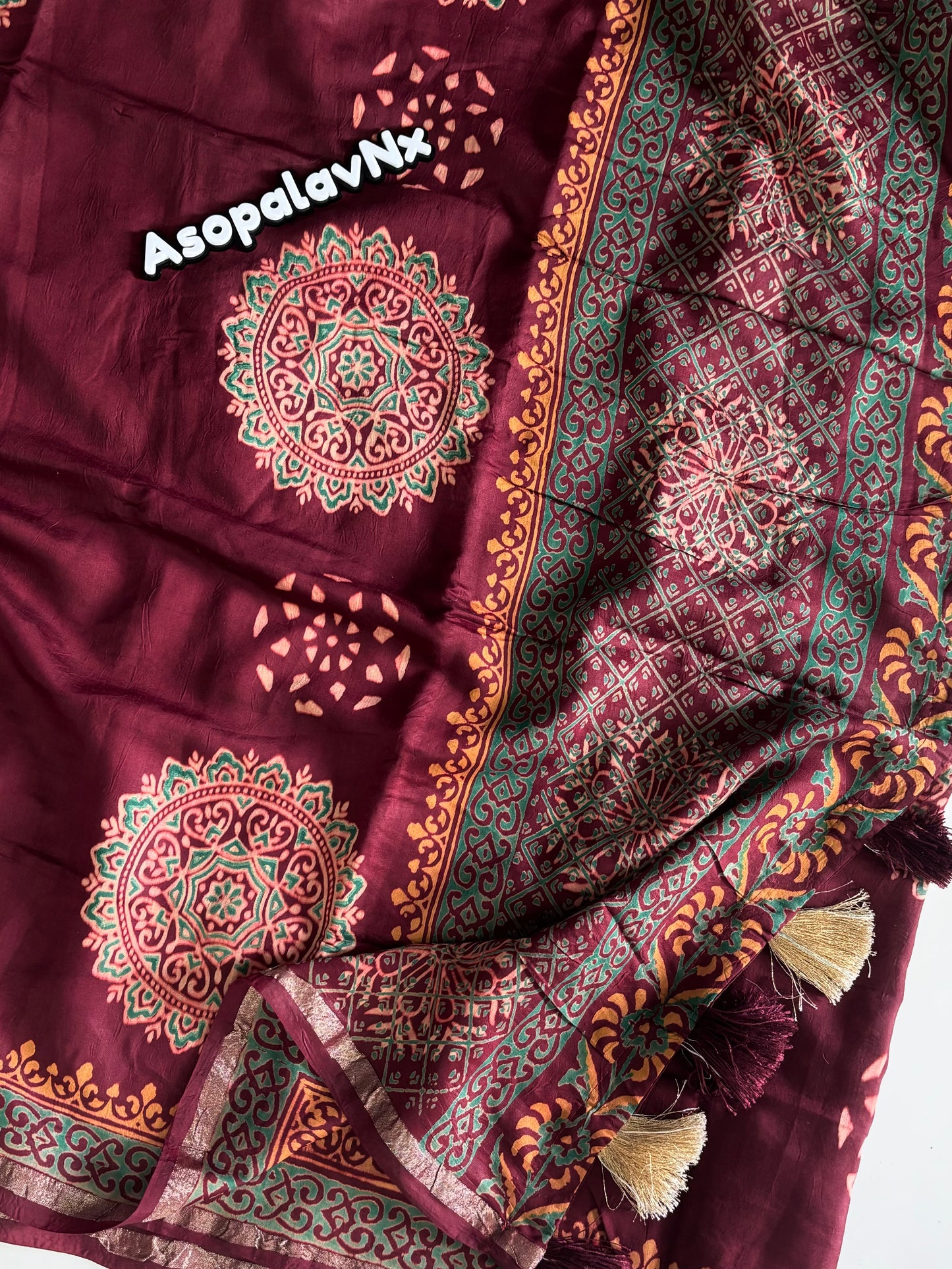 Pure Chanderi Cotton Ajrakh print saree